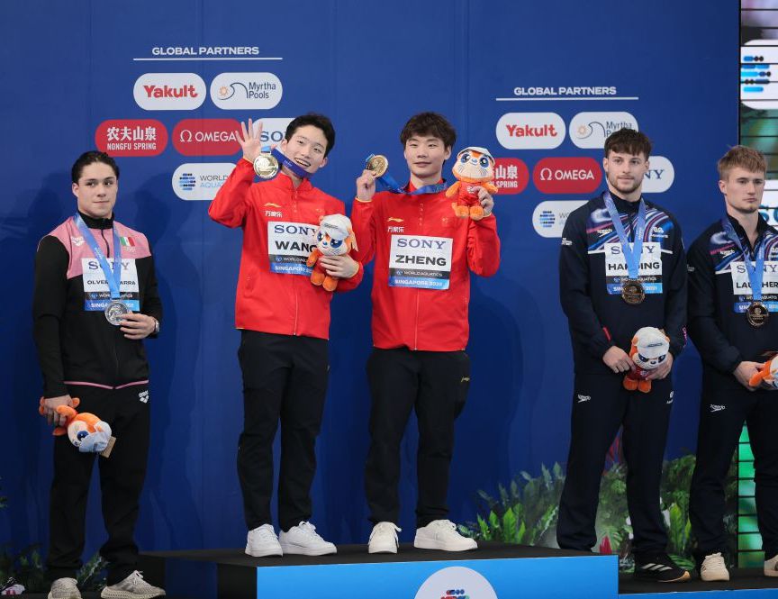 世界游泳锦标赛跳水男子双人3米板决赛 王宗源/郑九源夺冠