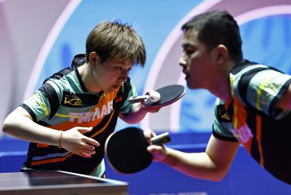 十五运会乒乓球混双1/8决赛 福建队郑培锋/李仁思佳3比1战胜江苏队曹彦涛/石洵瑶