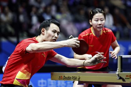 十五运会乒乓球混合双打1/4决赛 辽宁队徐海东/陈幸同4比1胜香港队黄镇廷/杜凯琹