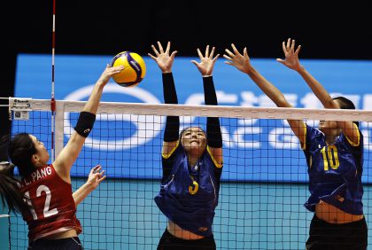 十五运会女子排球小组赛B组 浙江队3比1击败香港队