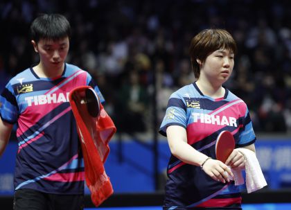 十五运会乒乓球混合双打半决赛 江苏队陈垣宇/蒯曼4比1胜辽宁队徐海东/陈幸同