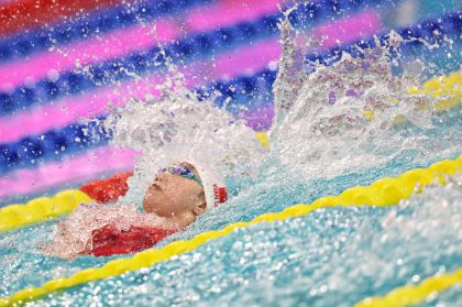 十五运会女子50米仰泳决赛 江西队万乐天获得金牌