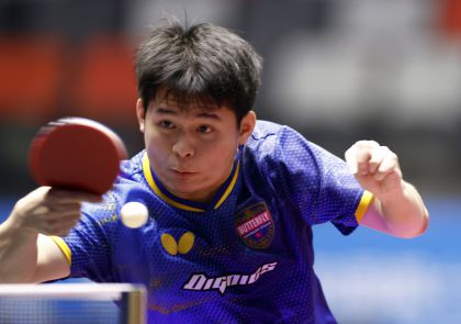 十五运会乒乓球男子单打半决赛 海南队林诗栋4比1胜辽宁队袁励岑