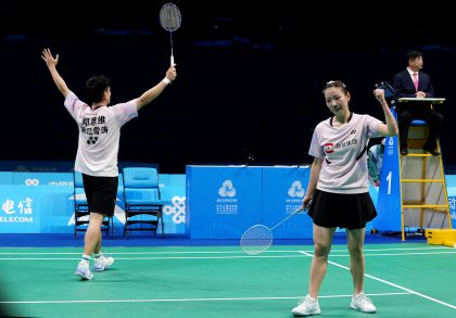 十五运会羽毛球混合双打决赛  浙江队郑思维/黄雅琼夺冠