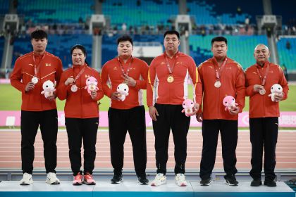 十五运会田径男子铅球决赛  四川队陈成雨夺冠
